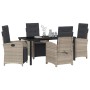 Conjunto de Comedor de Jardín 5 pcs Gris Claro ratán sintético