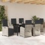 Conjunto de Comedor de Jardín 7 pcs Gris Claro ratán sintético