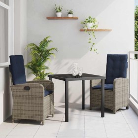Conjunto de Comedor de Jardín 3 pcs Gris ratán sintético Conjunto de Comedor de Jardín 3 pcs Gris ratán sintético