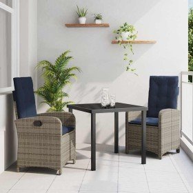 Conjunto de Comedor de Jardín 3 pcs Gris ratán sintético