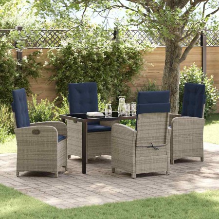 Conjunto de Comedor de Jardín 5 pcs Gris ratán sintético