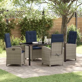 Conjunto de Comedor de Jardín 5 pcs Gris ratán sintético