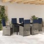 Conjunto de Comedor de Jardín 7 pcs Gris ratán sintético