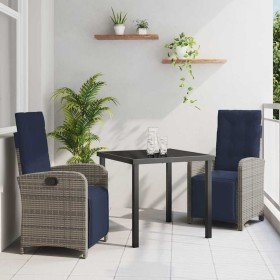 Conjunto de Comedor de Jardín 3 pcs Gris ratán sintético