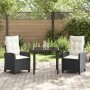 Conjunto de Comedor de Jardín 3 pcs Negro ratán sintético