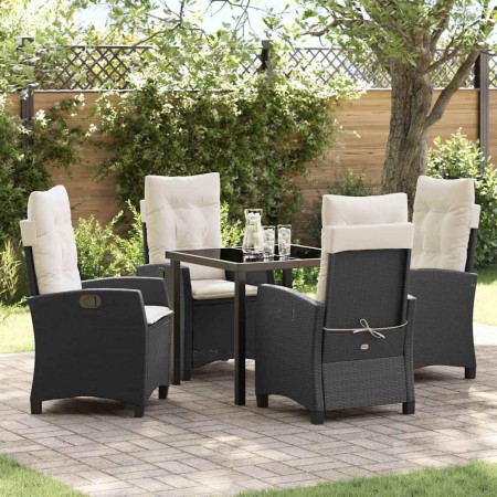 Conjunto de Comedor de Jardín 5 pcs Negro ratán sintético