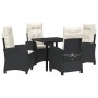Conjunto de Comedor de Jardín 5 pcs Negro ratán sintético