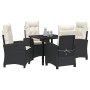 Conjunto de Comedor de Jardín 5 pcs Negro ratán sintético