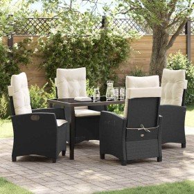 Conjunto de Comedor de Jardín 5 pcs Negro ratán sintético