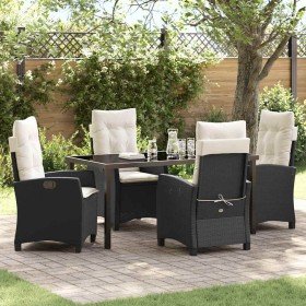 Conjunto de Comedor de Jardín 5 pcs Negro ratán sintético