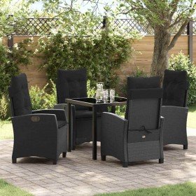 Conjunto de Comedor de Jardín 5 pcs Negro ratán sintético