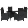 Conjunto de Comedor de Jardín 5 pcs Negro ratán sintético