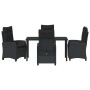 Conjunto de Comedor de Jardín 5 pcs Negro ratán sintético