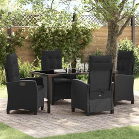 Conjunto de Comedor de Jardín 5 pcs Negro ratán sintético