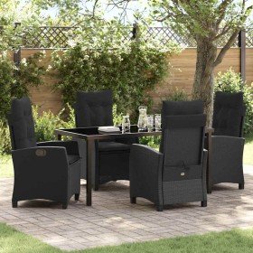 Conjunto de Comedor de Jardín 5 pcs Negro ratán sintético
