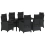 Conjunto de Comedor de Jardín 7 pcs Negro ratán sintético