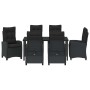 Conjunto de Comedor de Jardín 7 pcs Negro ratán sintético