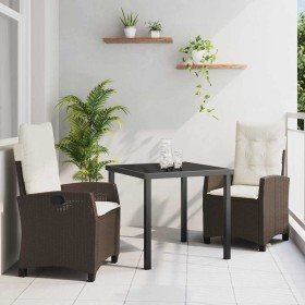 Conjunto de Comedor de Jardín 3 pcs Marrón ratán sintético