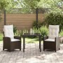 Conjunto de Comedor de Jardín 3 pcs Marrón ratán sintético