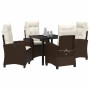 Conjunto de Comedor de Jardín 5 pcs Marrón ratán sintético