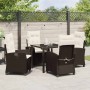 Conjunto de Comedor de Jardín 5 pcs Marrón ratán sintético