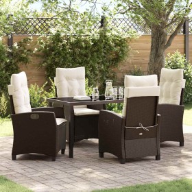 Conjunto de Comedor de Jardín 5 pcs Marrón ratán sintético