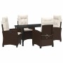 Conjunto de Comedor de Jardín 5 pcs Marrón ratán sintético