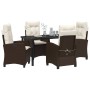 Conjunto de Comedor de Jardín 5 pcs Marrón ratán sintético