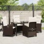 Conjunto de Comedor de Jardín 5 pcs Marrón ratán sintético