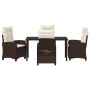 Conjunto de Comedor de Jardín 5 pcs Marrón ratán sintético