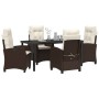 Conjunto de Comedor de Jardín 5 pcs Marrón ratán sintético