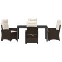 Conjunto de Comedor de Jardín 5 pcs Marrón ratán sintético