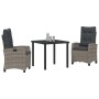Conjunto de Comedor de Jardín 3 pcs Gris ratán sintético