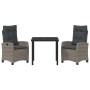 Conjunto de Comedor de Jardín 3 pcs Gris ratán sintético