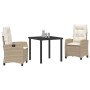 Conjunto de Comedor de Jardín 3 pcs Beige ratán sintético