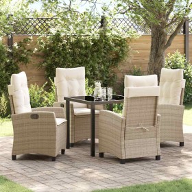 Conjunto de Comedor de Jardín 5 pcs Beige ratán sintético