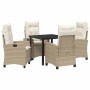 Conjunto de Comedor de Jardín 5 pcs Beige ratán sintético