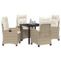 Conjunto de Comedor de Jardín 5 pcs Beige ratán sintético