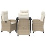 Conjunto de Comedor de Jardín 5 pcs Beige ratán sintético