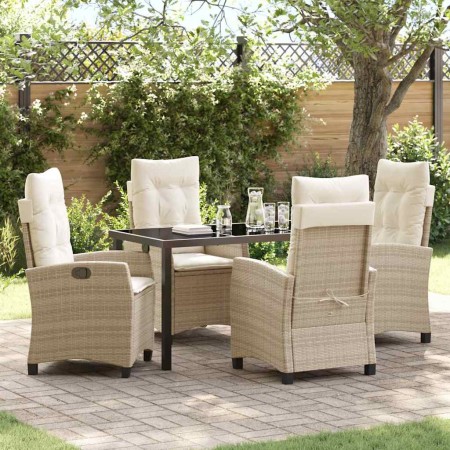 Conjunto de Comedor de Jardín 5 pcs Beige ratán sintético