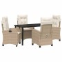 Conjunto de Comedor de Jardín 5 pcs Beige ratán sintético
