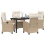 Conjunto de Comedor de Jardín 5 pcs Beige ratán sintético