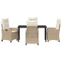 Conjunto de Comedor de Jardín 5 pcs Beige ratán sintético