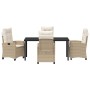 Conjunto de Comedor de Jardín 5 pcs Beige ratán sintético
