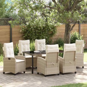 Conjunto de Comedor de Jardín 7 pcs Beige ratán sintético