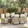 Conjunto de Comedor de Jardín 7 pcs Beige ratán sintético