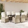 Conjunto de Comedor de Jardín 7 pcs Beige ratán sintético