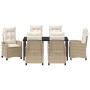 Conjunto de Comedor de Jardín 7 pcs Beige ratán sintético