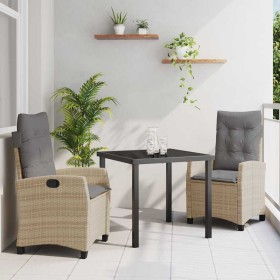 Conjunto de Comedor de Jardín 3 pcs Beige ratán sintético Conjunto de Comedor de Jardín 3 pcs Beige ratán sintético