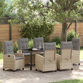 Conjunto de Comedor de Jardín 7 pcs Beige ratán sintético